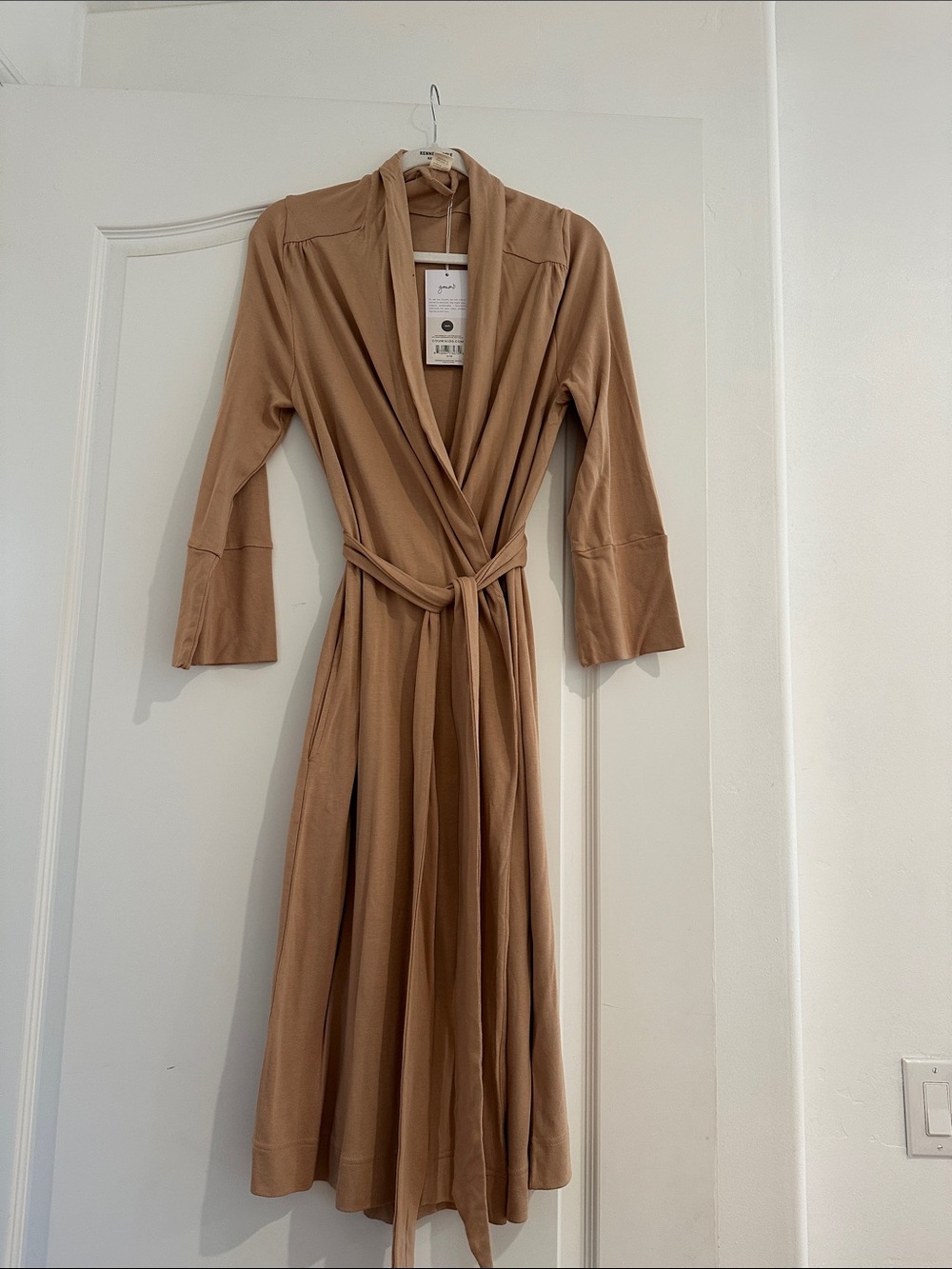 Women's Wrap Midi robe in Camel